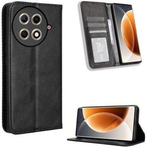 Wallet Black Retro Leather Flip All-Round Protection Cover Case For Tecno Camon 30S Pro