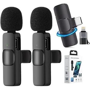 K9 Dual Wireless Microphone For USB-C Phone/ IPhone Wireless For Recording Vlog 2 Mic + 1 Rec Lavalier