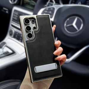 Genuine leather case with a metallic stand for Samsung S22 ultra