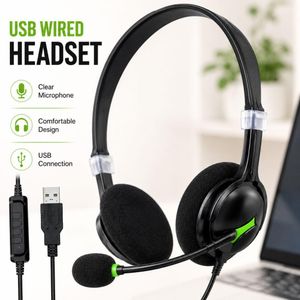 USB Wired Headset with Microphone, Lightweight Stereo Headphones for Online Classes, Office Calls, Gaming & Video Meetings