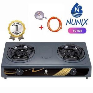 Nunix Table Top Double Burner Gas Cooker +Regulator And PIPE 1.5 M
