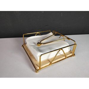 Serviette Holder with Wooden Base – Stylish Napkin Tissue Holder Stand, Durable Kitchen & Dining Table Organizer for Home, Restaurant & Café Use