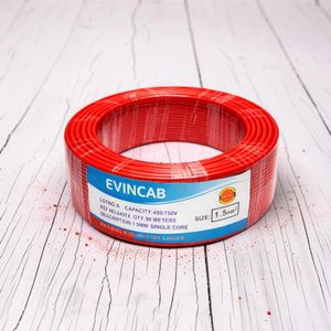 Evin 1.5mm Red Single Core Solid High Quality Flexible PVC Indoor Electrical Wiring Cable