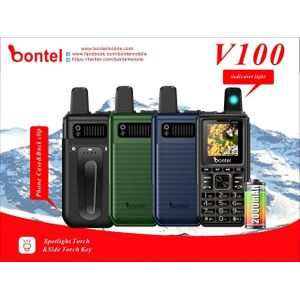 Bontel V100 Original  - Dual SIM Rugged Feature Phone (Kabambe) - 2000mAh Battery & Back Clip