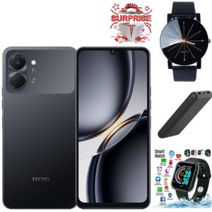 Tecno Pop 20 ,6.75 inch display, Up to 8GB RAM + 128GB storage, 5000mAh Battery (1 YEAR WARRANTY) +Earpods+powerbank+LEd Watch