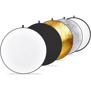 43 Inch/ 110 Centimeter Light Reflector Diffuser 5in1 Collapsible Multi Disc with Bag - Translucent, Silver, Gold, White, and Black for Studio Photography Lighting Outdoor