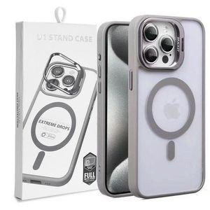 iPhone 14 Pro Max Grey Magnetic Protective Phone Case, Camera Bracket Camera Protectors Clear Acrylic plus TPU MagSafe Compatible Cover