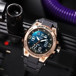Men’s Rugged Sports Digital Watch - 50M Waterproof & LED Backlight - Rose Gold