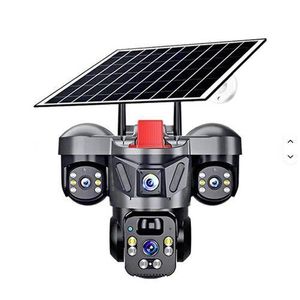 Solar Light 4G (Simcard) V380 Triple Lens Three Screens Camera Solar Powered - (PIR Human Detection,Colored Night Vision, All Weatherproof, Security Video IP Camara 4mp Battery CCTV Monitor)