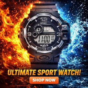 Rugged Sports Military Design Wristwatch Stop Watches - Waterproof, Shockproof & LED Backlight - Watches for Men / Ladies