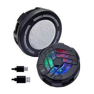 Mobile Phone Cooler Gaming Fan Cooling Pad with Enhanced Refrigeration Chip, Magnetic and clip attach Radiator for Gaming, RGB Lighting, Fast Cooling Black