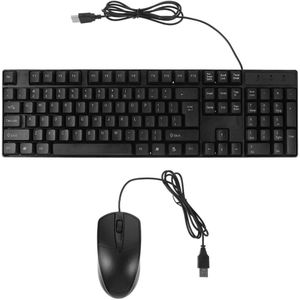Wired Keyboard and Mouse Combo, Ultra-Slim Quiet Keyboard with Chocolate Keys, Spill-Resistant Design, Plug & Play USB Keyboard Mouse Set for Office Home Desktop PC