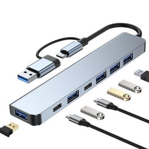 USB HUB 7 In 1 USB 3.0, Type-C Splitter, Adapter, Dual Head Docking Station