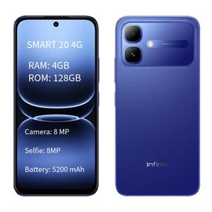 Infinix Smart 20 4G, 128GB 4GB RAM, Camera 8MP, Battery 5200mAh, Color Cloudline Blue, Smartphone