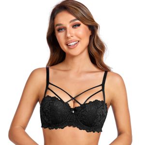 Binnys Black Plus Size Underwire Comfortable Lace Design Bra For