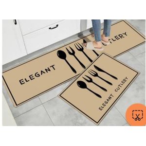 2pcs Rubber Kitchen Mat Oil Resistant Washable Floor Mat Rug Set, Bath Non Slip Standing Runner Rugs