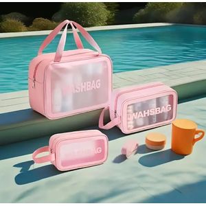 3 Pieces Waterproof Washbag Travel Bag Set Transparent Makeup Toiletry Clear Wash Pouch