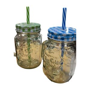Smoothie Glass Cup with Straw Transparent