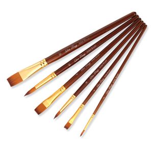  Artist Brushes Filbert Brush Set for Acrylic Oil Gouche and  Watercolor Painting Wooden Handle 6Pcs (Green)