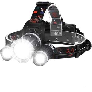 Rechargeable LED Headlamp 6000 Lumens Head Torch Waterproof IPX5 3 LED 4 Modes Adjustable Strap Camping Hiking Running Fishing Outdoor Light