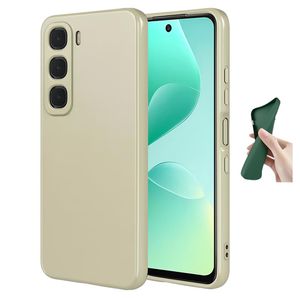 Soft Flexible Silicone Case for Infinix Hot 60 Pro, Shockproof Anti-Scratch Slim TPU Protective Back Cover (Beige)