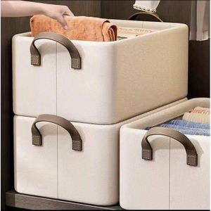 Foldable Clothes / closet Organizer Storage Box For Jeans, Pants Sweaters, socks - Wardrobe shelf 0rganizer/Drawer organizer - Cream