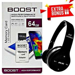 Boost  64 GB Micro SDHC Memory card // P47 Bluetooth Headphone