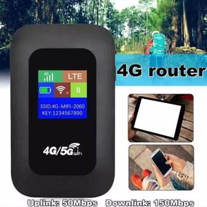 150Mbps 4G/5G LTE WiFi MiFi - Portable with Color Display, SIM Card Slot, Plug-and-Play, 2100mAh - Black