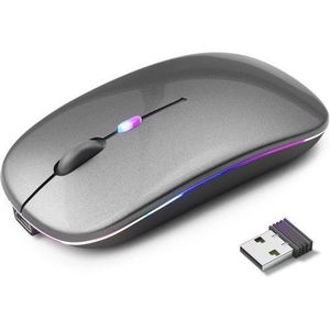 Wireless  Bluetooth 5.0 + 2.4G Dual-mode Rechargeable LED Optical Mouse - Gray