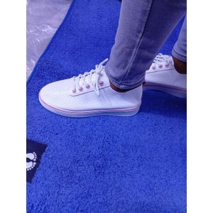 Trendy Lovely laced wipe and go Women Rubber Shoes- White with pink line