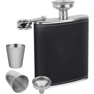 Flasks for Liquor Outdoor, Shot Flask, Stainless Steel Hip Flask with Funnel, Leak Proof, Ideal Whiskey Flask Men - comes with funnel and 2 tot cups