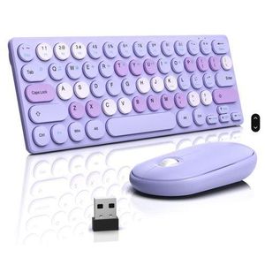 Wireless  Mini Keyboard & Mouse Combo - 2.4GHz, Purple, USB for Windows & Mac