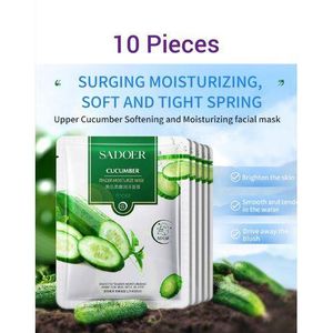 SADOER 10 Pieces CUCUMBER Anti Wrinkle Moisturizing Skin Care Mixed Fruit Facial Mask Collagen Face Mask Moisturizing Refreshing Sheet Masks  Facial Sheet Mask with Cucumber Extract - Soothing & Hydrating