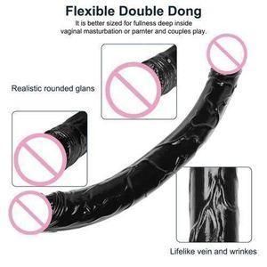 Double Sided Long Dildo Realistic Plus Dong Dual Penetration Anal Plug Adult Sex Toy For Women Couple