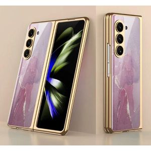 Luxury Purple Gold Marble Cover for Samsung Galaxy Z Fold 5 – Stylish Shockproof Case with Built-in Screen Protector & Camera Lens Cover