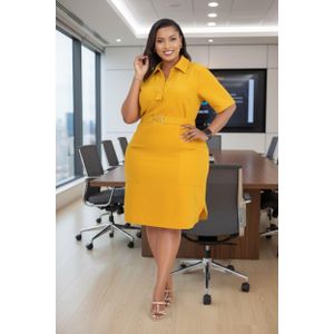 Elegant Yellow Shift Dress 