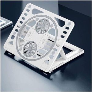 Laptop Cooling Pad, Portable 10-17 Inch Laptop Stand with 2 Rotating LED Fans, Elevator 6 Angle Adjustable Laptop Cooler with Phone, Laptop Notebook Stand Gifts for Men Boys colours white,black
