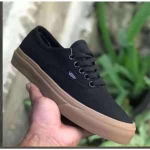Vans Unisex Classic Canvas Sneakers – Black with Gum Sole Casual Shoes
