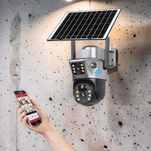 Android/Ios Support Two Lenses Cameras Auto Human Tracking Cloud Storage Support V380 Pro App 12MP 4G PTZ Rotating Dual Lens Full-Color 24/7 Colored Night Vision Outdoor Security Solar Camera