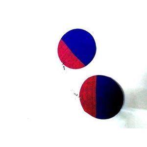 Ladies blue and pink maasai cloth earrings