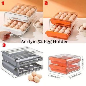 32-Egg Holder with Pull-Out Drawe,Egg storage box,Fridge egg organizer.