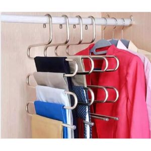 stainless steel  Heavy Duty 5-Layer S-Shaped Non-Slip Space Saving Hanger – Multipurpose Closet Organizer