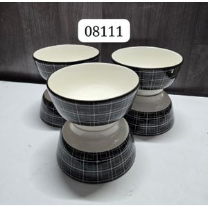 6pcs White & Black Ceramic Bowls Set