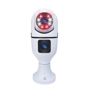 Dual lens CCTV camera smart dual lens CCTV bulb camera wireless CCTV bulb camera with motion tracking, two way communication,siren,data storage options,360° rotation