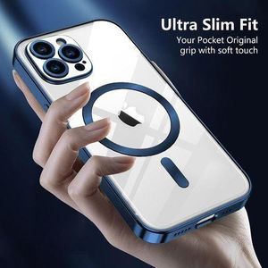 Apple Plating Magsafe Case For IPhone 14 Pro Max Wireless Charging Magnetic Transparent Case With Lens Protection Cover