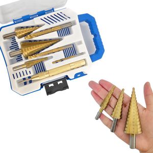 Step Drill Bit Set,Countersink Metal Drill Bit Set for Steel Drill Attachments, 7-Piece Titanium-Coated Drill bit Set (4-20/4-12/3-12mm, 3/6/8mm) for Masonry Concrete Brocas Metal Wood