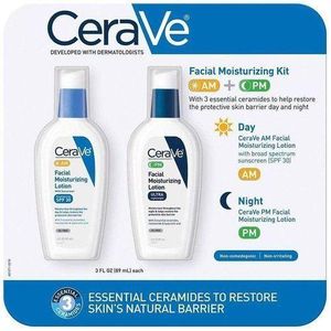 CeraVeé AM & PM Facial Moisturizing Lotion Set – Oil-Free Day & Night Hydration with Ceramides,