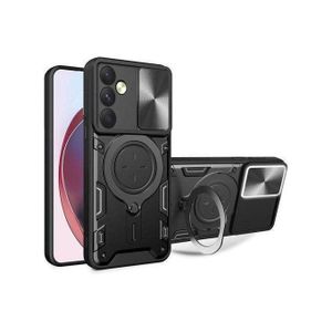 Samsung  Galaxy A57 5G Black Case cover with Ring Holder Kickstand & Camera Lens Slide Protector Cover, Military Grade Hard Armour Shockproof Rugged Phone Case