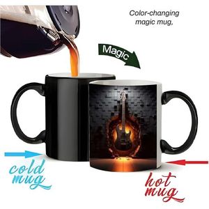 Guitar Player Gift Mug – Floating Electric Guitar with Fire Glow Design