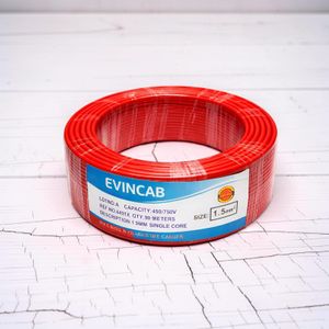 Evin 1.5mm Red Single Core Solid Quality Ensured Best Performance PVC Indoor Electrical Wiring Cable 